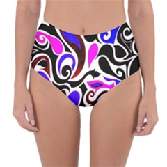 Retro Swirl Abstract Reversible High-waist Bikini Bottoms by dressshop