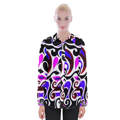 Retro Swirl Abstract Womens Long Sleeve Shirt by dressshop