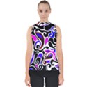 Retro Swirl Abstract Mock Neck Shell Top View1