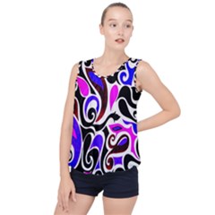 Retro Swirl Abstract Bubble Hem Chiffon Tank Top