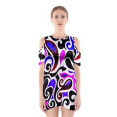 Retro Swirl Abstract Shoulder Cutout One Piece Dress by dressshop