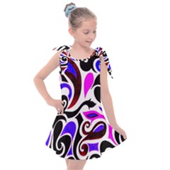 Retro Swirl Abstract Kids  Tie Up Tunic Dress