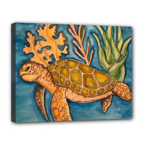 Turty- All Canvas 14  X 11  (stretched) by ArtByAng