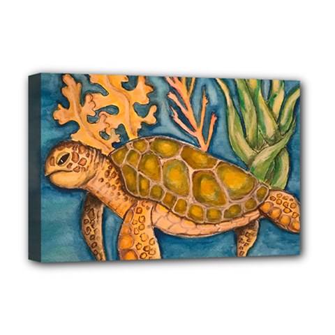 Turty- All Deluxe Canvas 18  X 12  (stretched) by ArtByAng