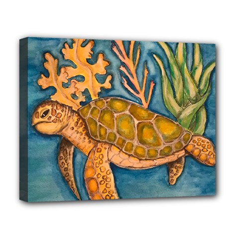 Turty- All Deluxe Canvas 20  X 16  (stretched) by ArtByAng