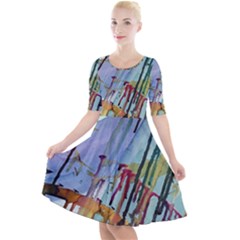 Chaos In Colour  Quarter Sleeve A-line Dress