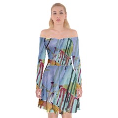 Chaos In Colour  Off Shoulder Skater Dress by ArtByAng