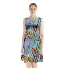 Chaos In Colour  Sleeveless Waist Tie Chiffon Dress by ArtByAng