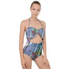 Chaos In Colour  Scallop Top Cut Out Swimsuit by ArtByAng