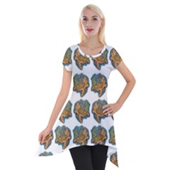 Tommyturt Short Sleeve Side Drop Tunic by ArtByAng