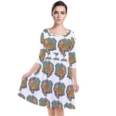 Tommyturt Quarter Sleeve Waist Band Dress by ArtByAng