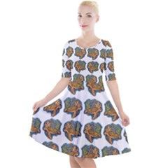 Tommyturt Quarter Sleeve A-line Dress by ArtByAng