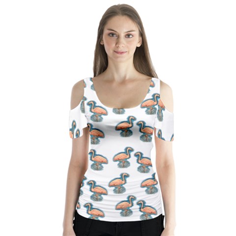 Flaming Gogo Butterfly Sleeve Cutout Tee  by ArtByAng