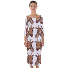 Giraffe Quarter Sleeve Midi Bodycon Dress by ArtByAng