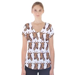 Giraffe Short Sleeve Front Detail Top by ArtByAng