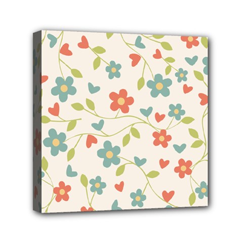 Flowers Pattern Mini Canvas 6  X 6  (stretched) by Hansue