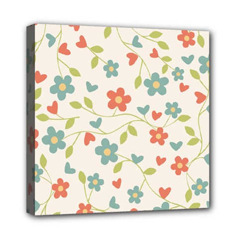 Flowers Pattern Mini Canvas 8  X 8  (stretched)