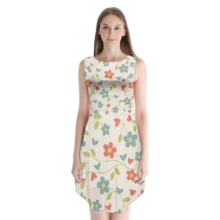 Flowers Pattern Sleeveless Chiffon Dress  