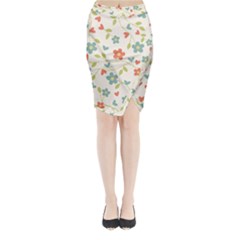 Flowers Pattern Midi Wrap Pencil Skirt by Hansue