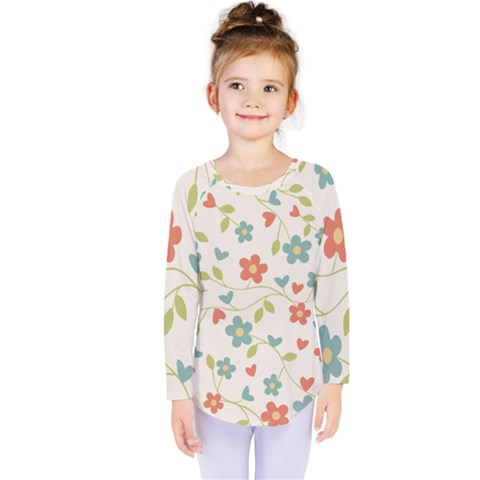 Flowers Pattern Kids  Long Sleeve Tee by Hansue