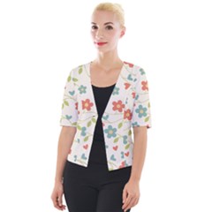 Flowers Pattern Cropped Button Cardigan by Hansue