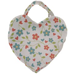 Flowers Pattern Giant Heart Shaped Tote by Hansue