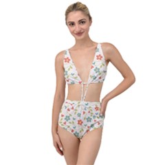 Flowers Pattern Tied Up Two Piece Swimsuit by Hansue