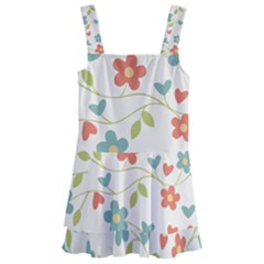 Flowers Pattern Kids  Layered Skirt Swimsuit