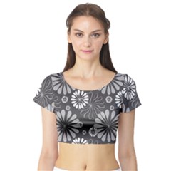 Floral Pattern Short Sleeve Crop Top by Hansue