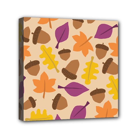 Acorn Pattern Mini Canvas 6  X 6  (stretched) by Hansue