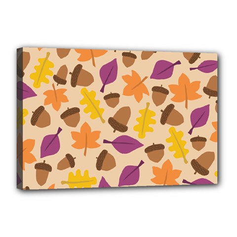 Acorn Pattern Canvas 18  X 12  (stretched) by Hansue