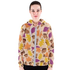 Acorn Pattern Women s Zipper Hoodie by Hansue