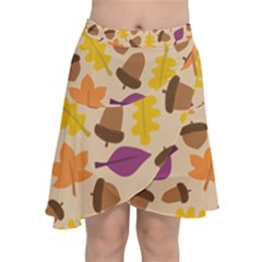 Acorn Pattern Chiffon Wrap Front Skirt by Hansue