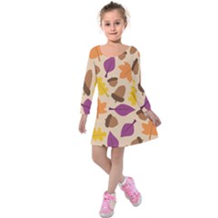 Acorn Pattern Kids  Long Sleeve Velvet Dress by Hansue