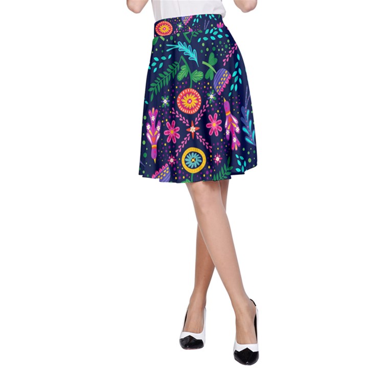 Colorful Pattern A-Line Skirt