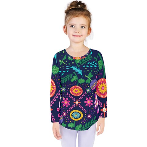 Colorful Pattern Kids  Long Sleeve Tee by Hansue