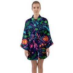 Colorful Pattern Long Sleeve Kimono Robe