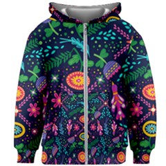 Colorful Pattern Kids Zipper Hoodie Without Drawstring by Hansue