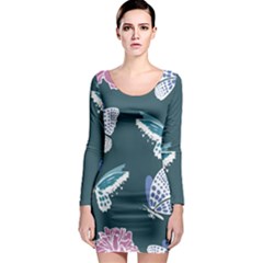 Butterfly  Long Sleeve Bodycon Dress by Hansue