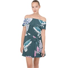 Butterfly  Off Shoulder Chiffon Dress