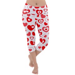 Hearts Lightweight Velour Capri Yoga Leggings