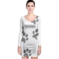 Pets Footprints Long Sleeve Bodycon Dress by Hansue