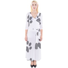 Pets Footprints Quarter Sleeve Wrap Maxi Dress by Hansue