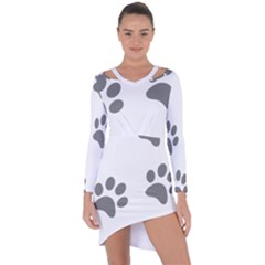 Pets Footprints Asymmetric Cut-out Shift Dress by Hansue