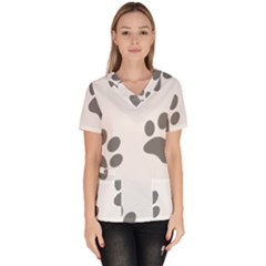 Pets Footprints Women s V-neck Scrub Top by Hansue