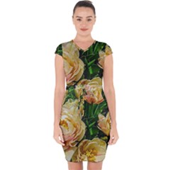 Early Summer Flowers Capsleeve Drawstring Dress 