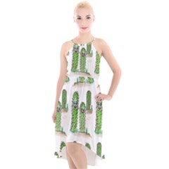 Prickle Plants2 High-low Halter Chiffon Dress 