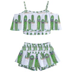 Prickle Plants Kids  Off Shoulder Skirt Bikini