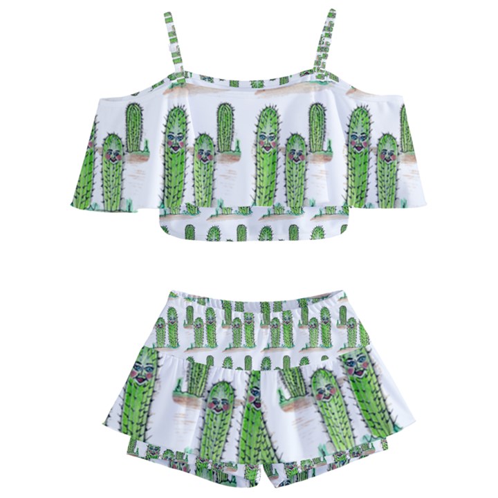 Prickle Plants Kids  Off Shoulder Skirt Bikini