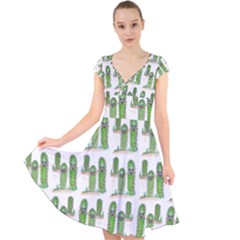 Prickle Plants Cap Sleeve Front Wrap Midi Dress by ArtByAng